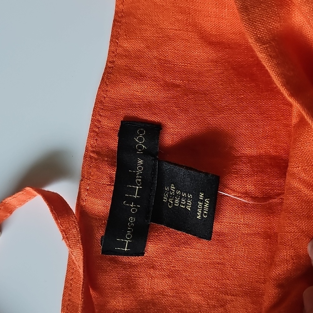 NWT House of Harlow 1960 Orange Sleeveless Tie Front Crop Tank Top - Picture 3 of 7